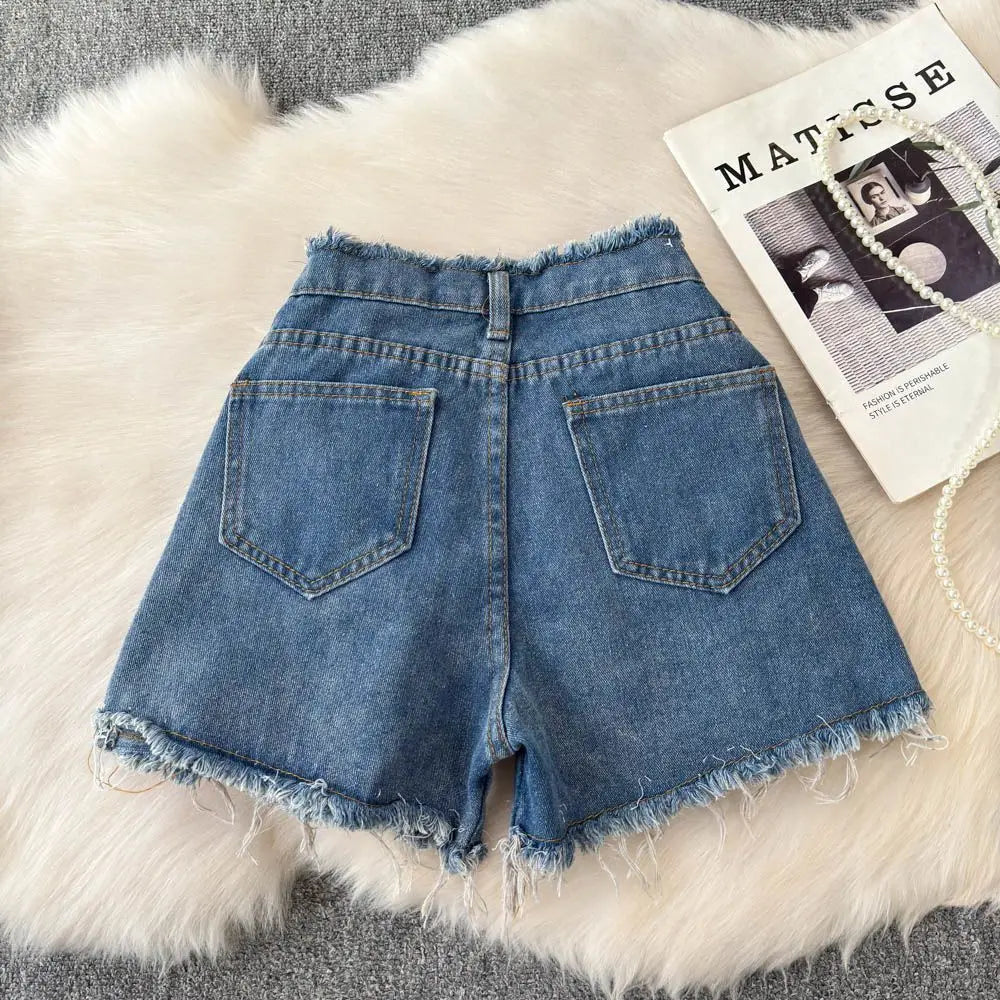 Flora 3D Floral Denim Shorts Apparel One-piece