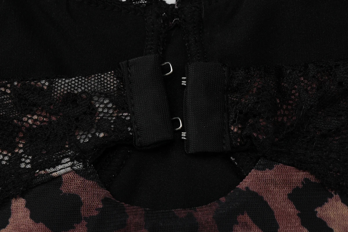 Lynx Leopard Lace-Trim Bodycon Mini Dress