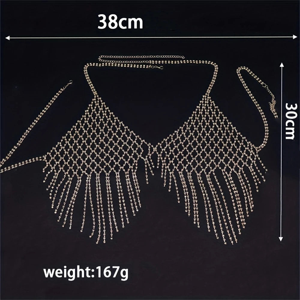 Sexy Shiny Mesh Crystal Bra Chain Jewelry Women's Luxury Shiny Nightclub Party Rhinestone Bra Chain Jewelry Accessories