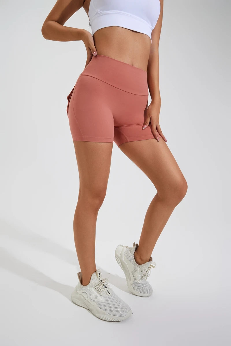 Mira Pocket Scrunch High-Waist Yoga Shorts One-piece