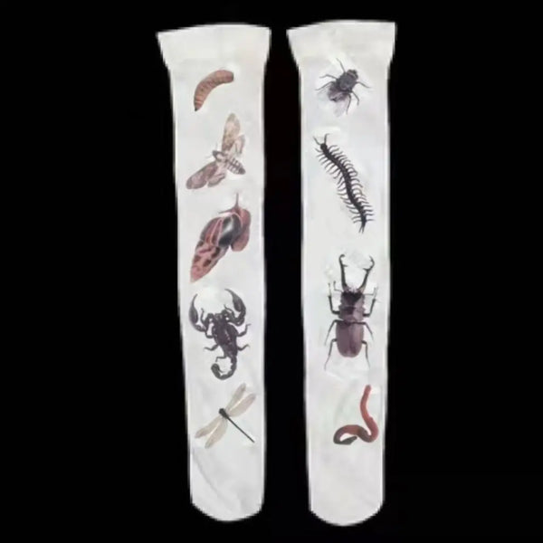 Rebel Mixed-Graphic Thigh-High Socks