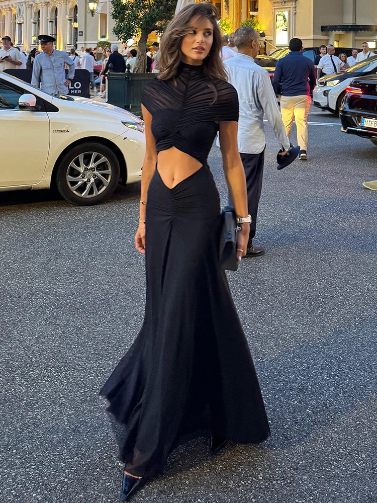 Monroe Hollow-Out Ruched Bodycon Maxi Dress