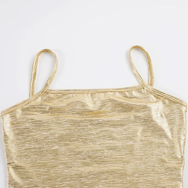 Goldie Metallic Square-Neck Cami Top One-piece