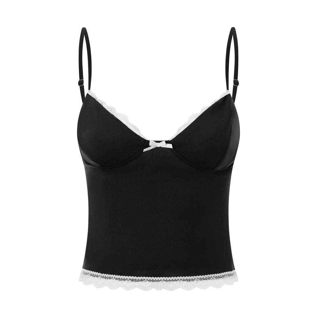 Isabella Lace Trim Spaghetti Strap Camisole Top