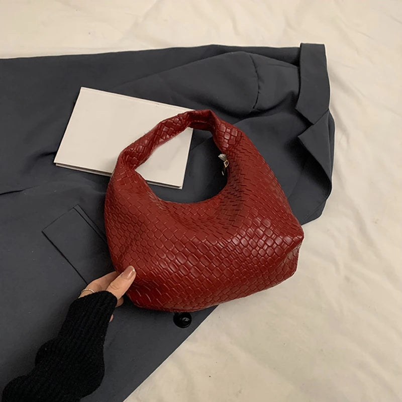 Henrietta Woven Faux-Leather Top-Handle Hobo Bag
