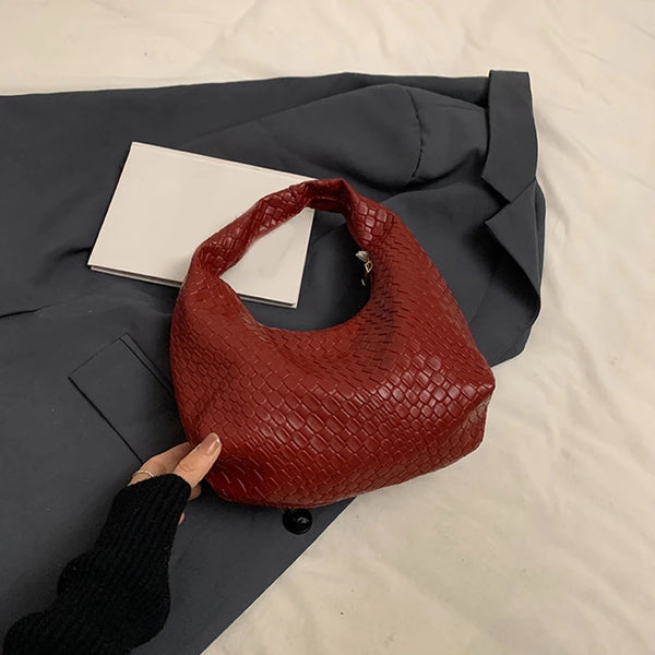Henrietta Woven Faux-Leather Top-Handle Hobo Bag