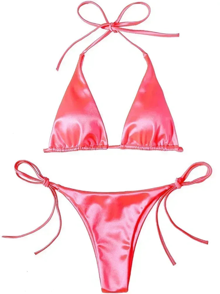 Valentina Metallic Wrap Halter Bikini Two-piece