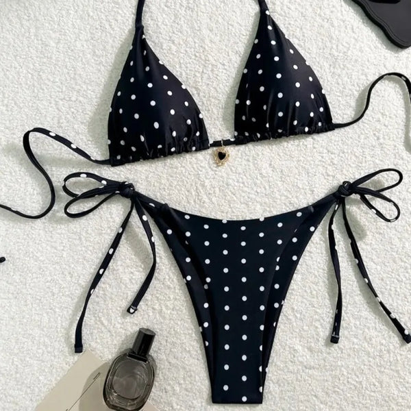 Bella Riviera Polka Dot Tie-Side Bikini Set