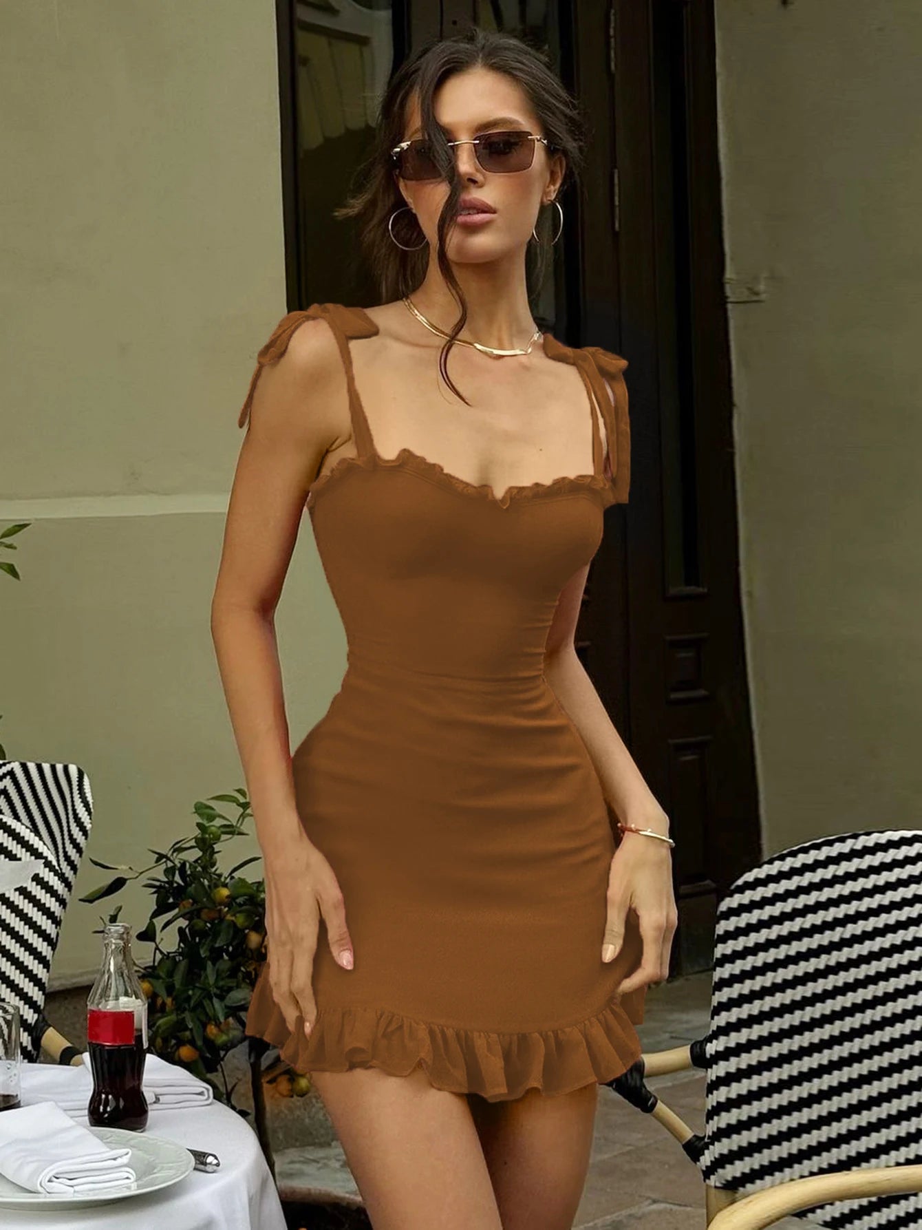 Geneva Ruffle Backless Slim Mini Dress