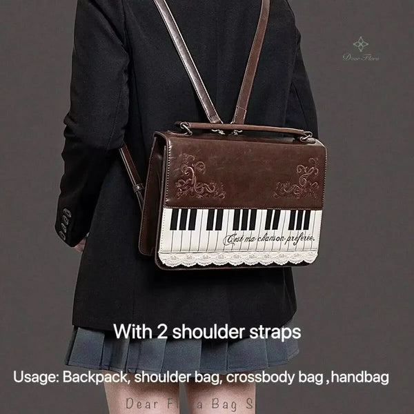 New Vintage Piano Shoulder Bag Womens Brown Crossbody Bag Y2k Girls Transparent Ita Bag Personalized Backpack Aesthetic Handbags