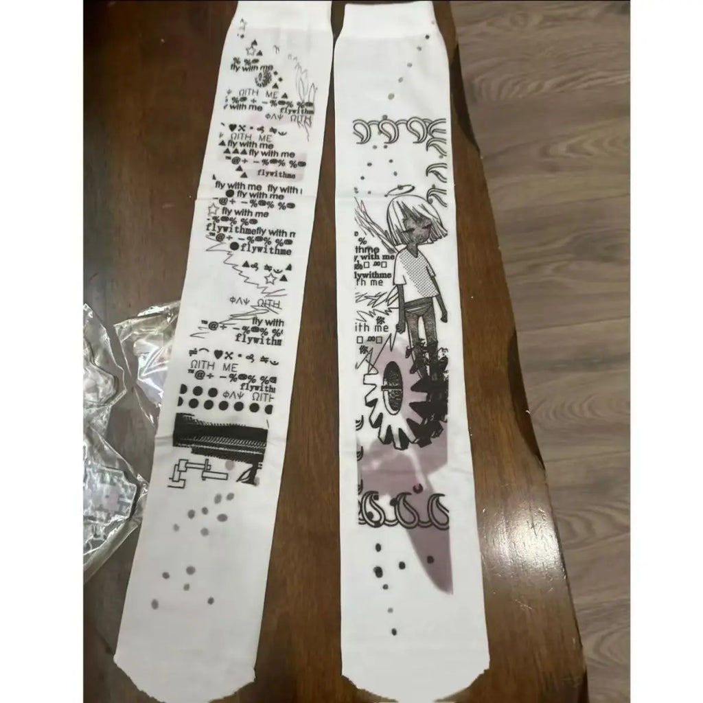 Riot Graphic Punk Thigh-High Socks