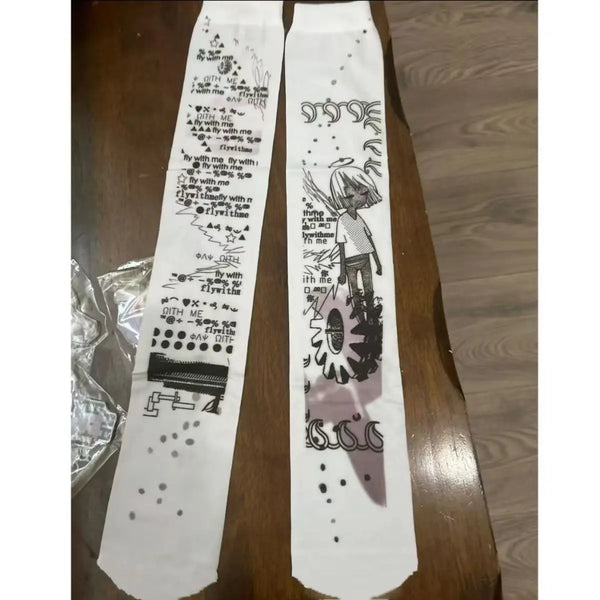 Riot Graphic Punk Thigh-High Socks