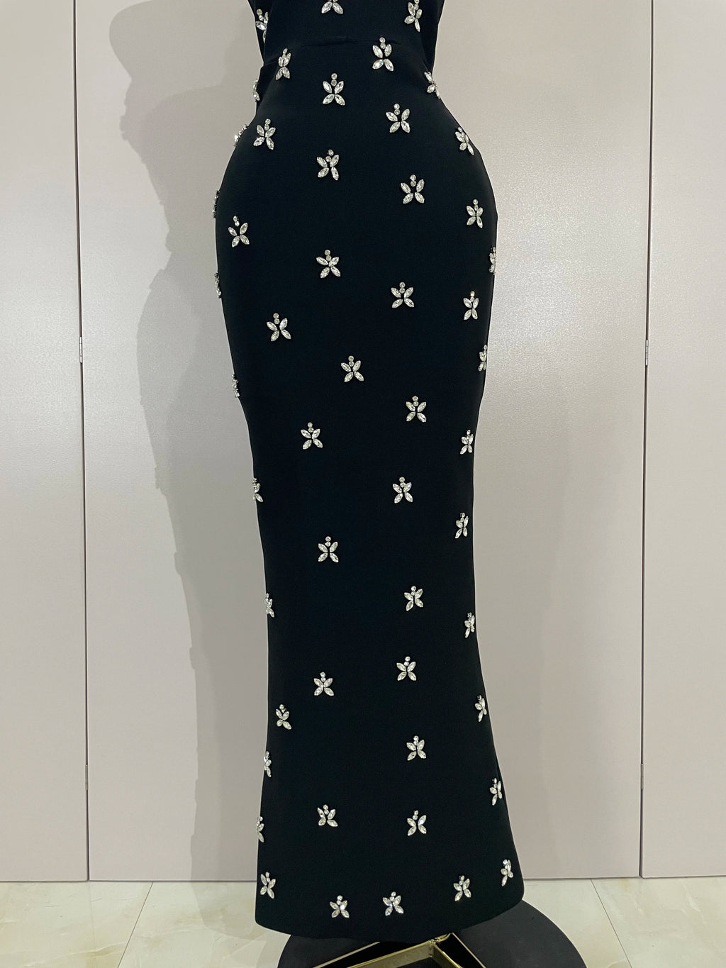 Yvette Diamond-Beaded Backless Maxi Dress