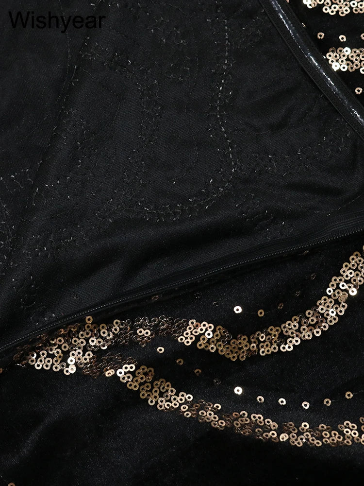 Alessia Sequin Strapless Maxi Dress