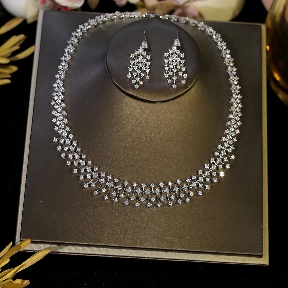 Mireya Water-Drop Crystal Choker & Earring Jewelry Set