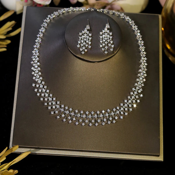 Mireya Water-Drop Crystal Choker & Earring Jewelry Set