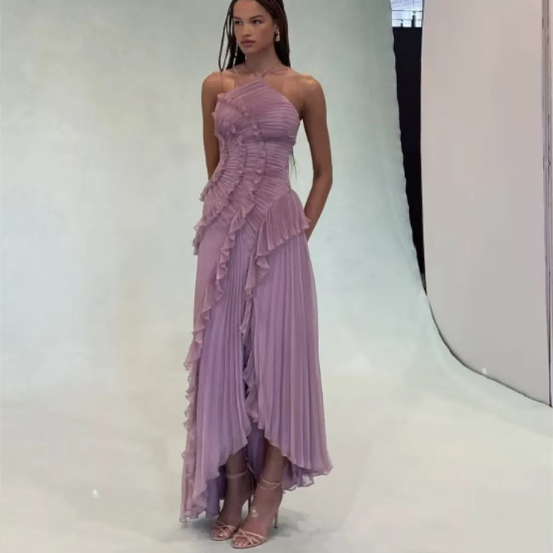 Arabella Tiered Pleated Ruffle Maxi Dress Main image