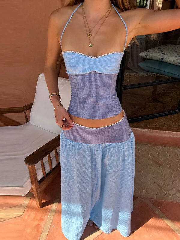 Calista Sequin-Mesh Cutout Maxi Skirt Set Two-piece