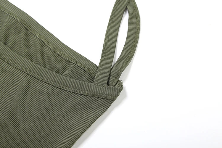 Luna Olive Crossback Ribbed Crop Top
