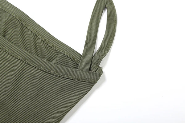 Luna Olive Crossback Ribbed Crop Top