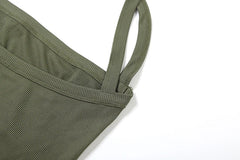 Luna Olive Crossback Ribbed Crop Top