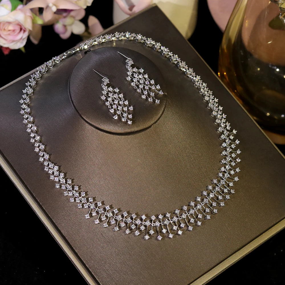 Mireya Water-Drop Crystal Choker & Earring Jewelry Set