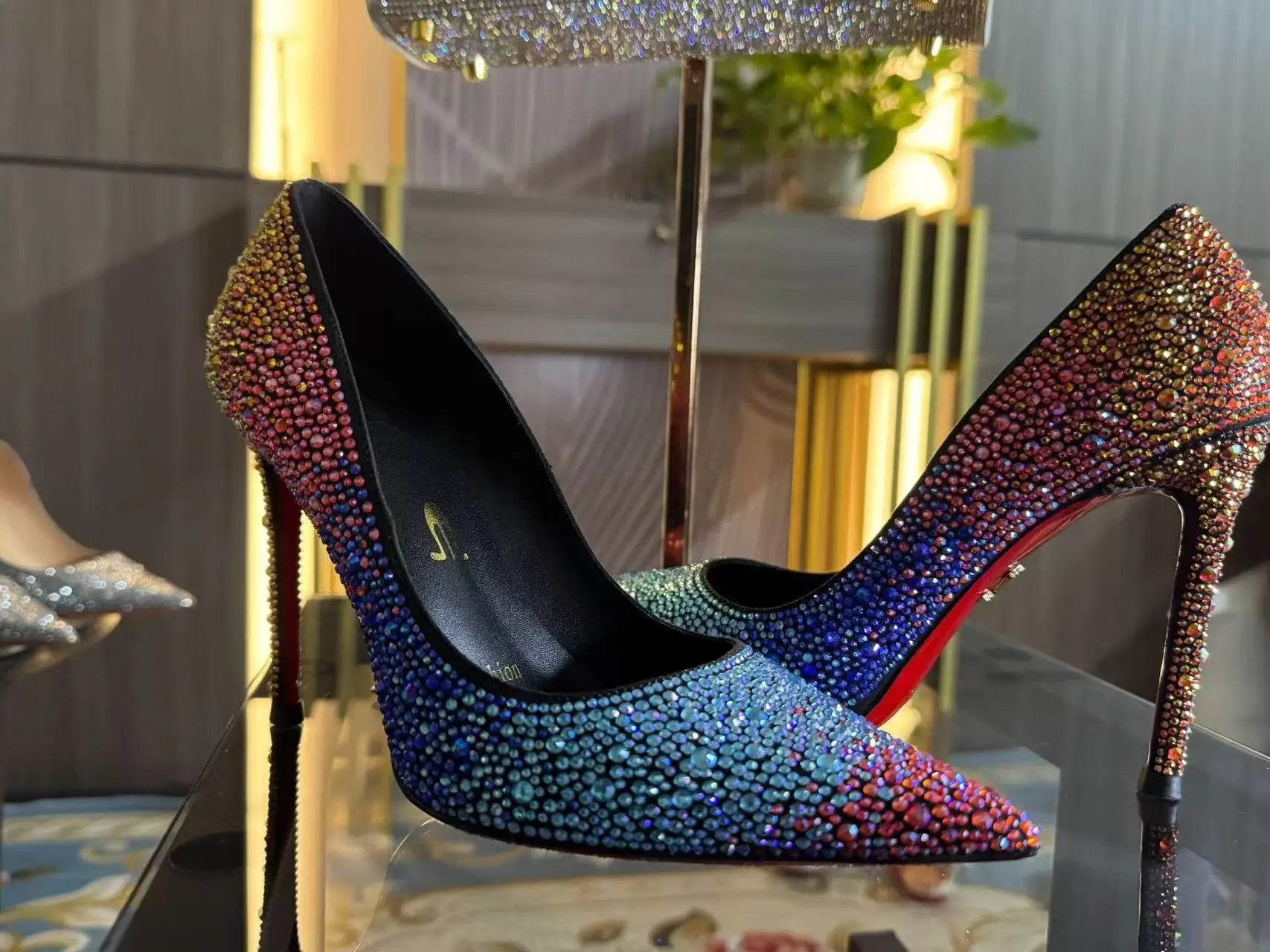 Viorica Ombré Rhinestone Pointed-Toe Stiletto Pumps Secondary image