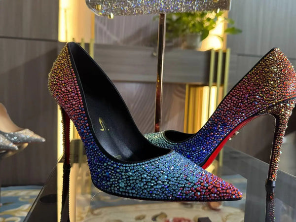 Viorica Ombré Rhinestone Pointed-Toe Stiletto Pumps