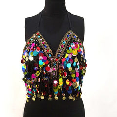 Sequin Rhinestone Bra Women Tee Gothic Blusas Corset Ladies Shirt Camis Party Woman Clothes y2k Crop Tops Ropa Club Tank Top
