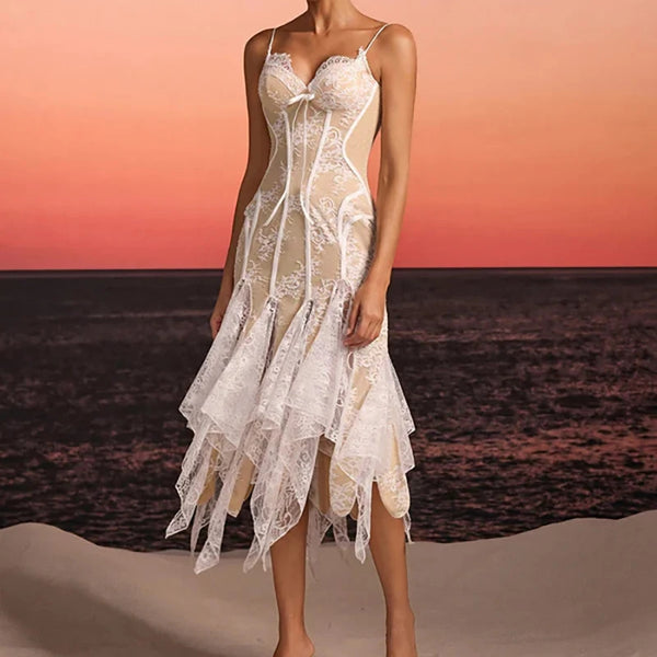 Ivory Sirène Lace Maxi Dress