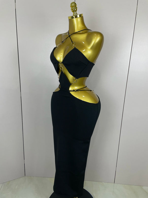 Helena Asymmetrical Cutout Bodycon Maxi Dress