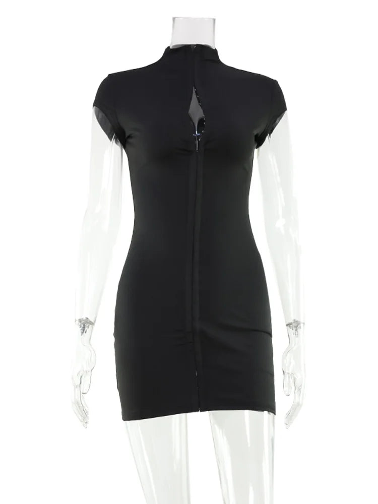 Dahlia High-Collar Button Mini Dress