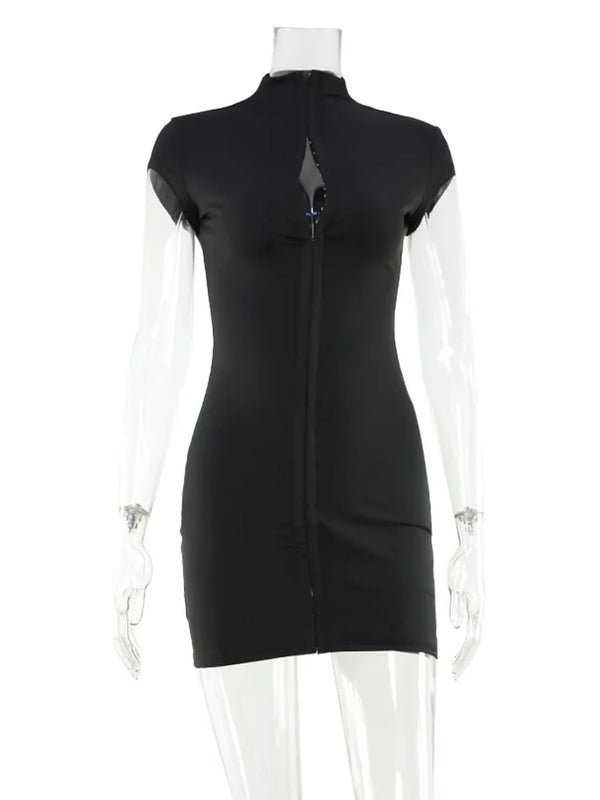 Dahlia High-Collar Button Mini Dress
