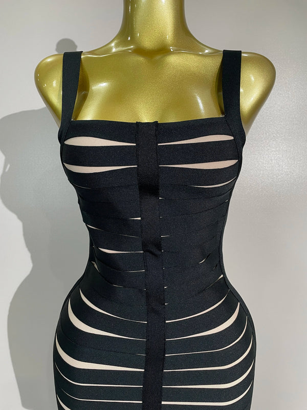 Francesca Tassel Halter Bandage Midi Dress