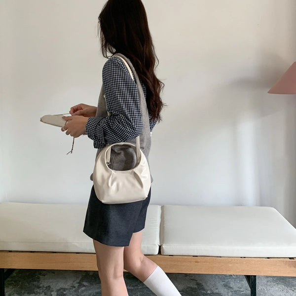 2026 New Handbag Women's PU Leather Unique High-End Korean Style Hand-Held Mini Bag Fashionable Versatile Single Shoulder Crossb