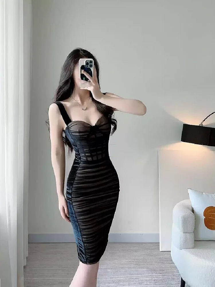 Sidony Ruched Mesh Corset Bandage Bodycon Midi Dress Secondary image