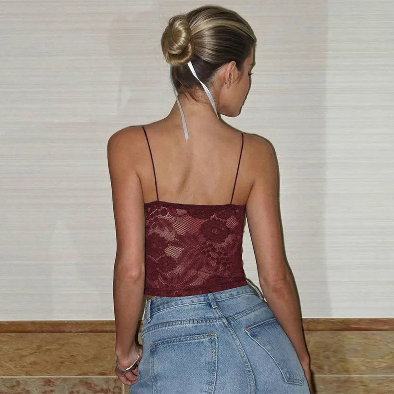 Bella Midnight Lace Spaghetti Strap Top
