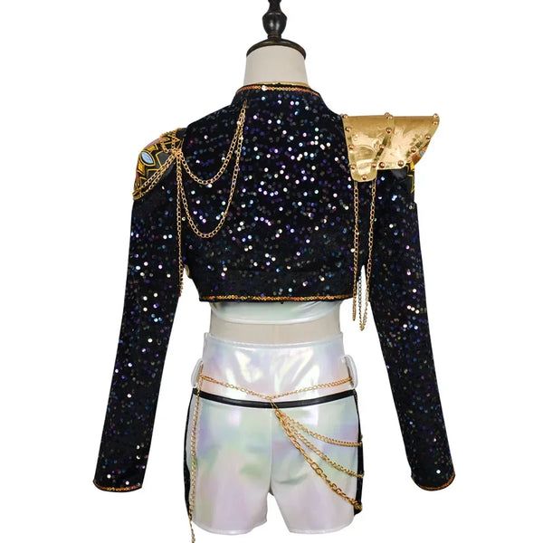 Aurelia Sequin Gold-Trim Idol Stage Costume Set (Kids' Sizes 110-150)
