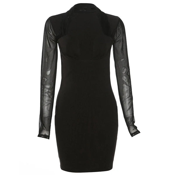 Selena Midnight Mesh Halter Bodycon Mini Dress