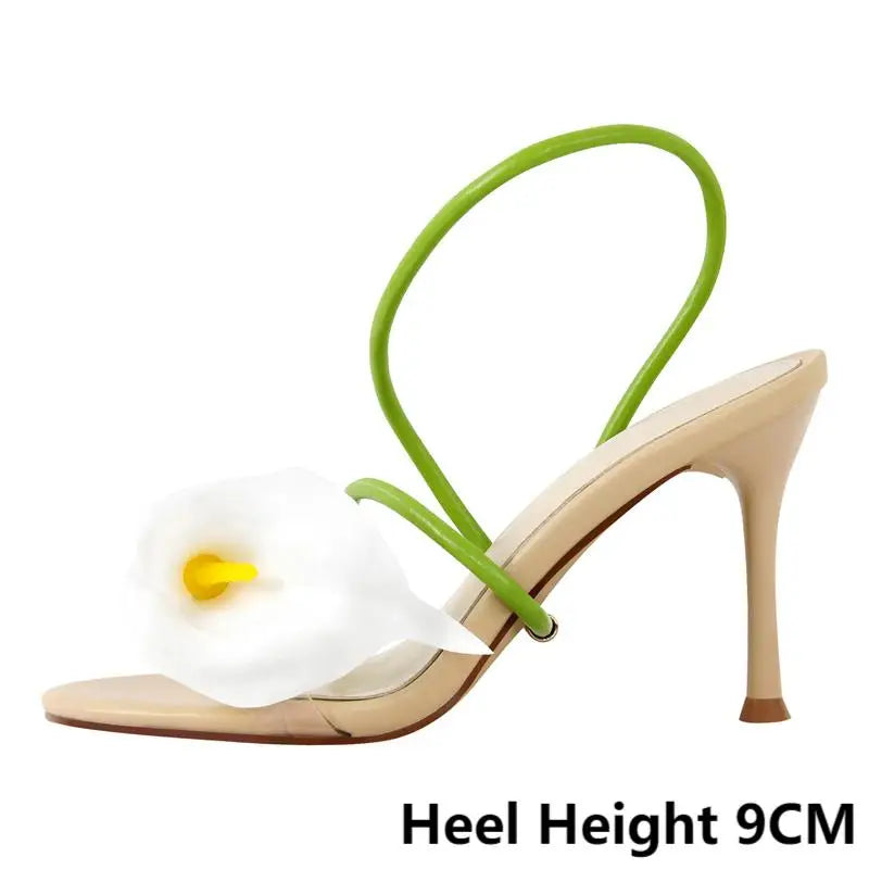 Calla Lily Slingback Kitten-Heel Sandals