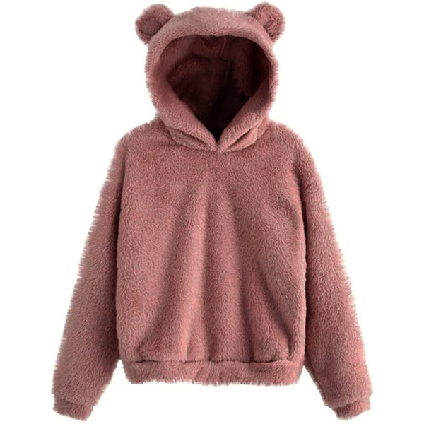 Bryony Fluffy Bear-Ears Cropped Hoodie One-piece