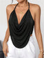 Selene Noir Draped Halter Top One-piece