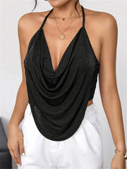 Selene Noir Draped Halter Top One-piece