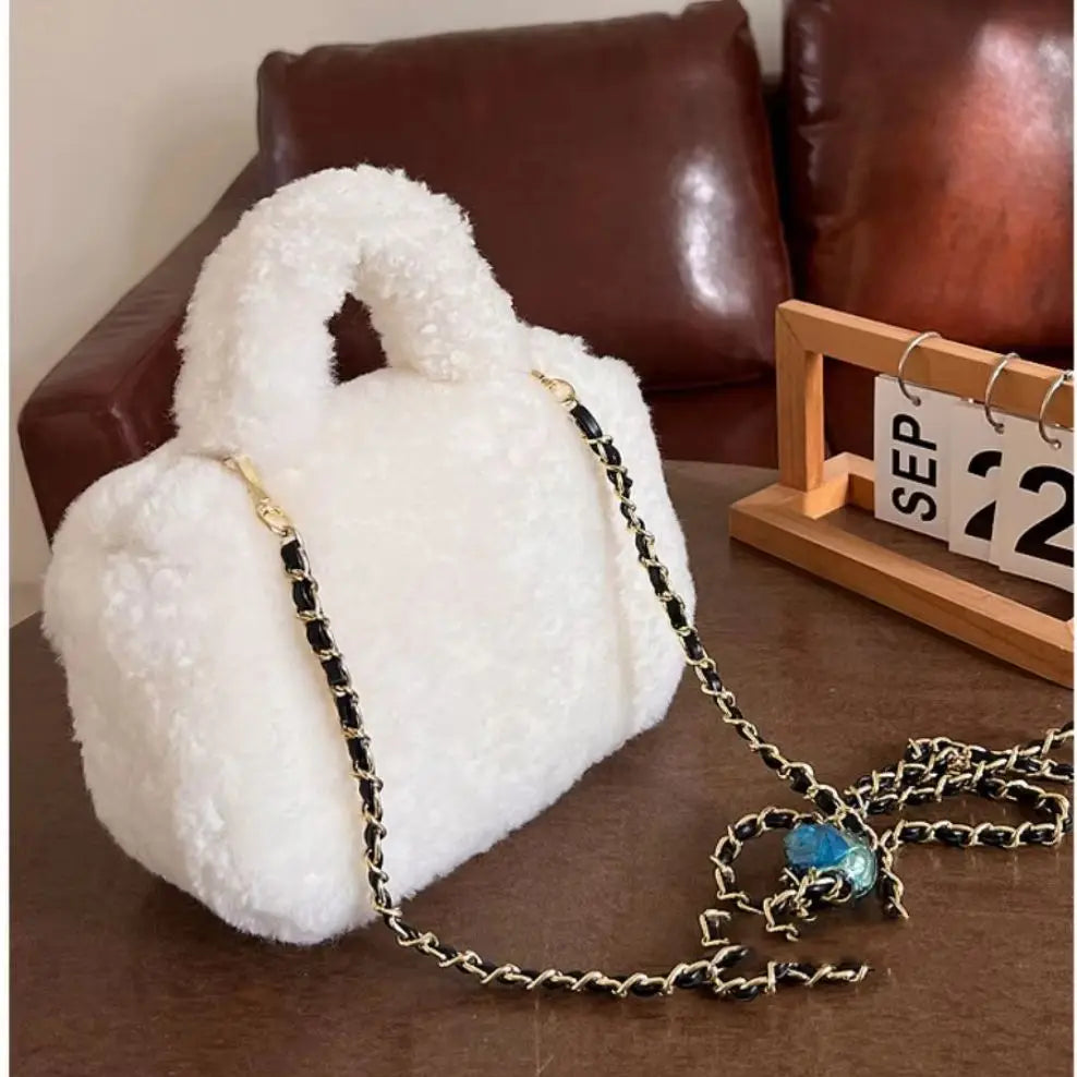 Alba Lamb-Wool Square Crossbody Bag