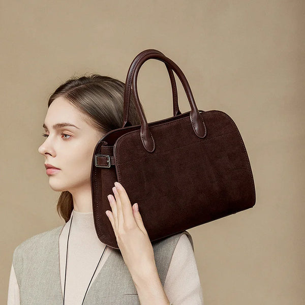 Bordeaux Suede Commuter Satchel