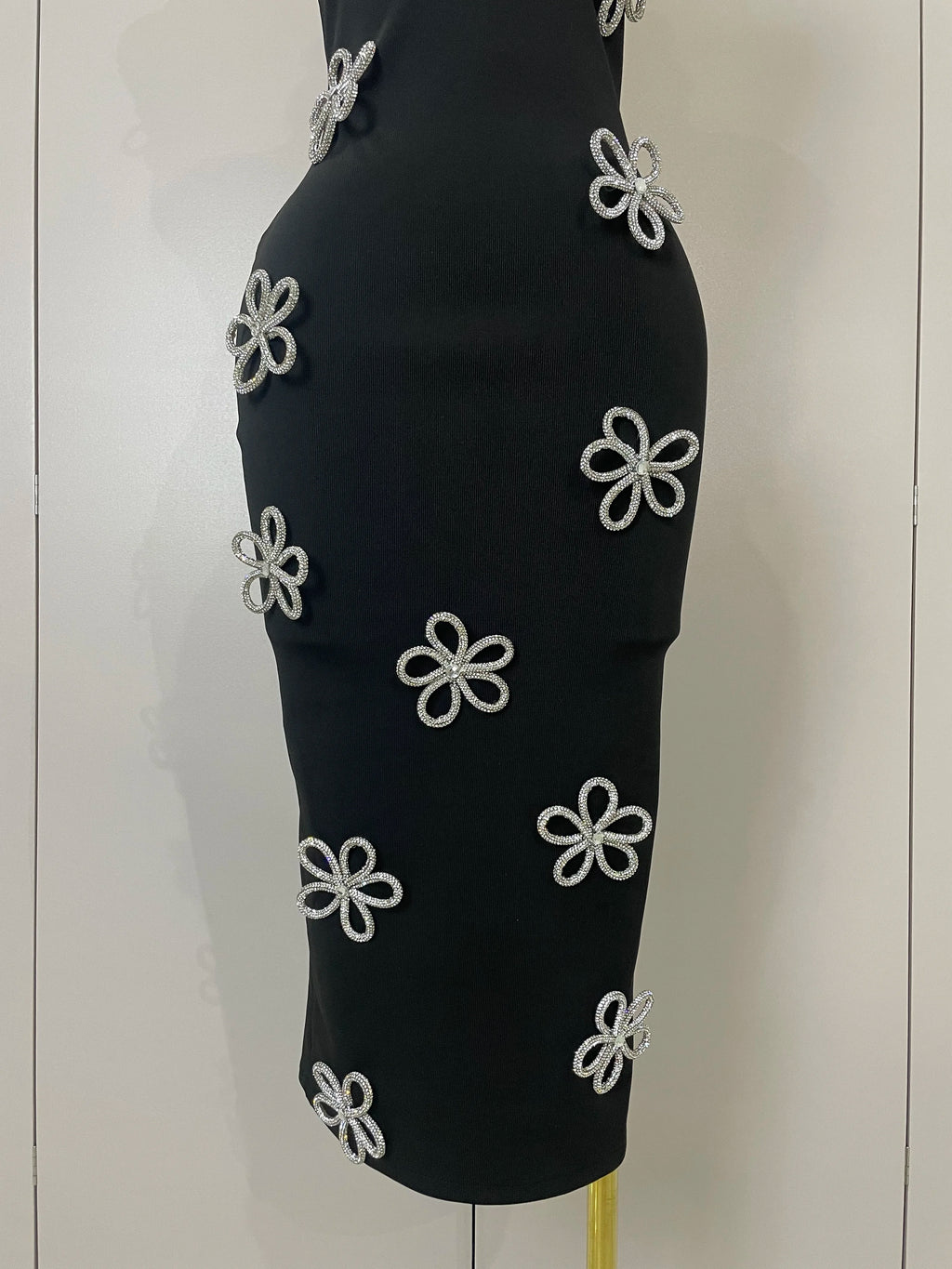 Elowen Diamond Floral Bandage Midi Dress