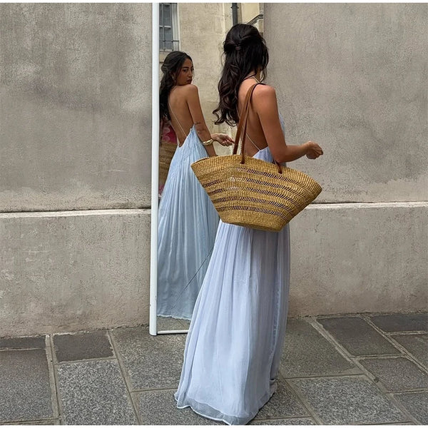 Skylar Pleated Backless Maxi Dress