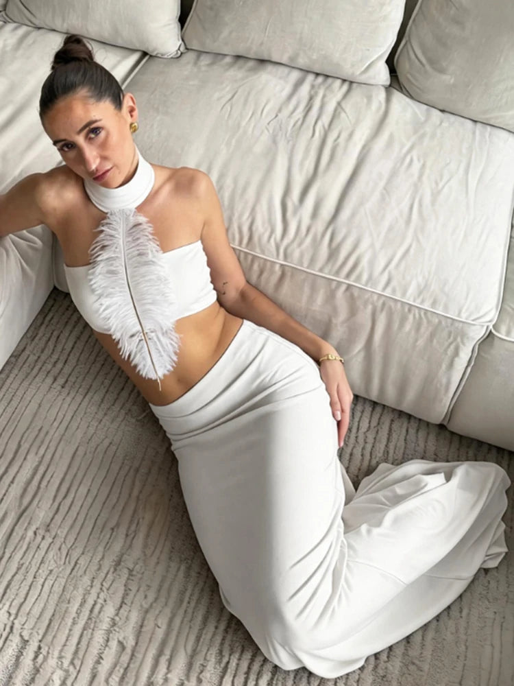 Aurelia A-Line Cutout Asymmetrical Maxi Skirt Set Two-piece