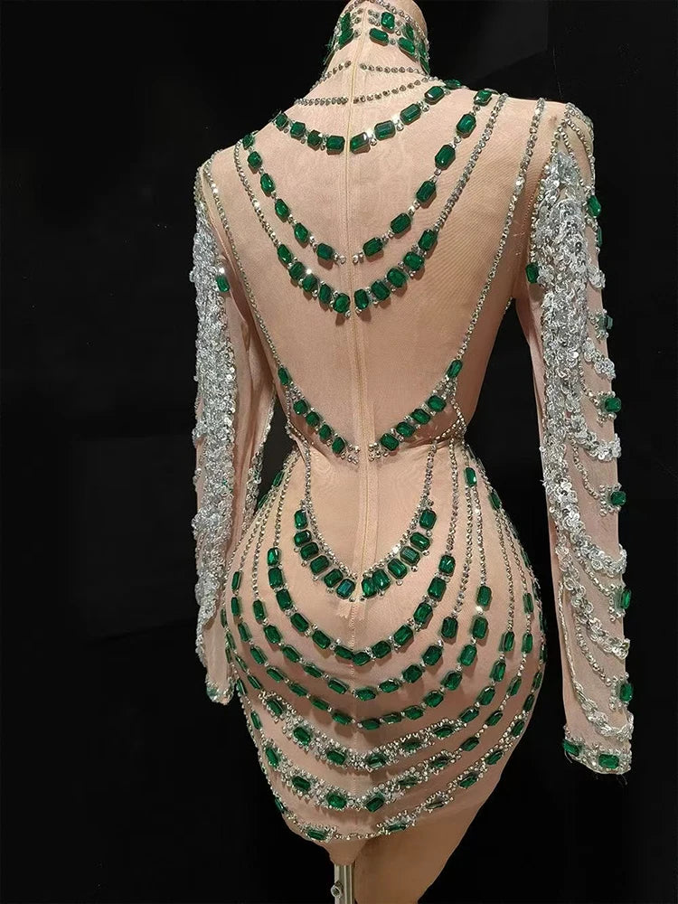 Celeste Rhinestone Strapless Wrap Mini Dress