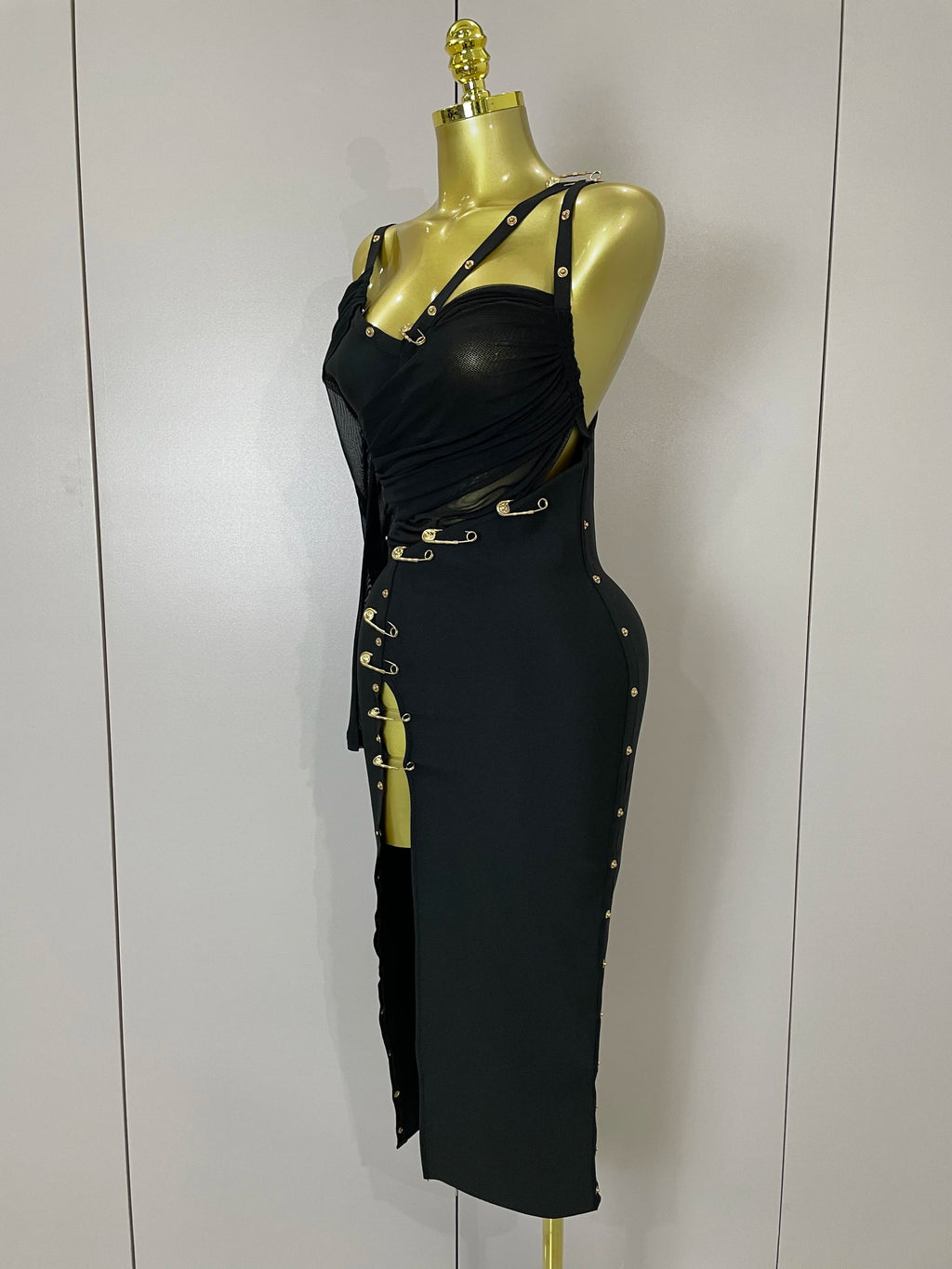 Cordelia One-Shoulder Split Bandage Midi Dress